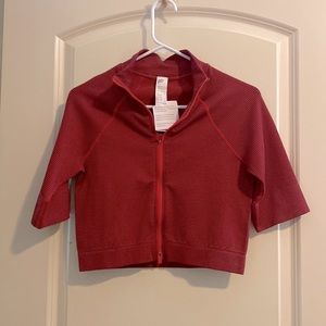 Radiant red workout shirtsleeve jacket
